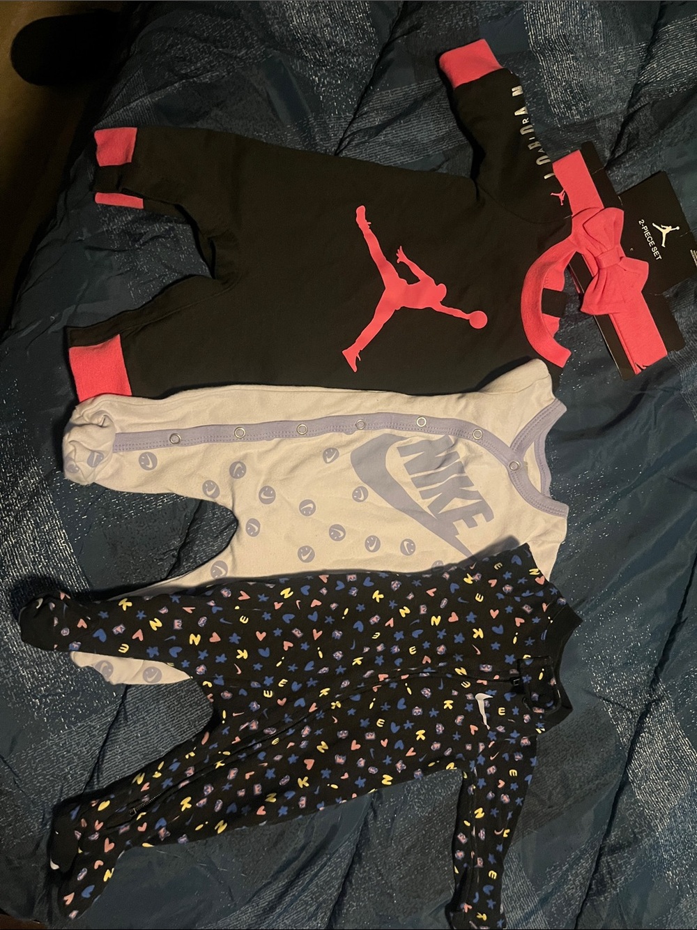 Jordan Black and Pink Infant Footed One-Piece